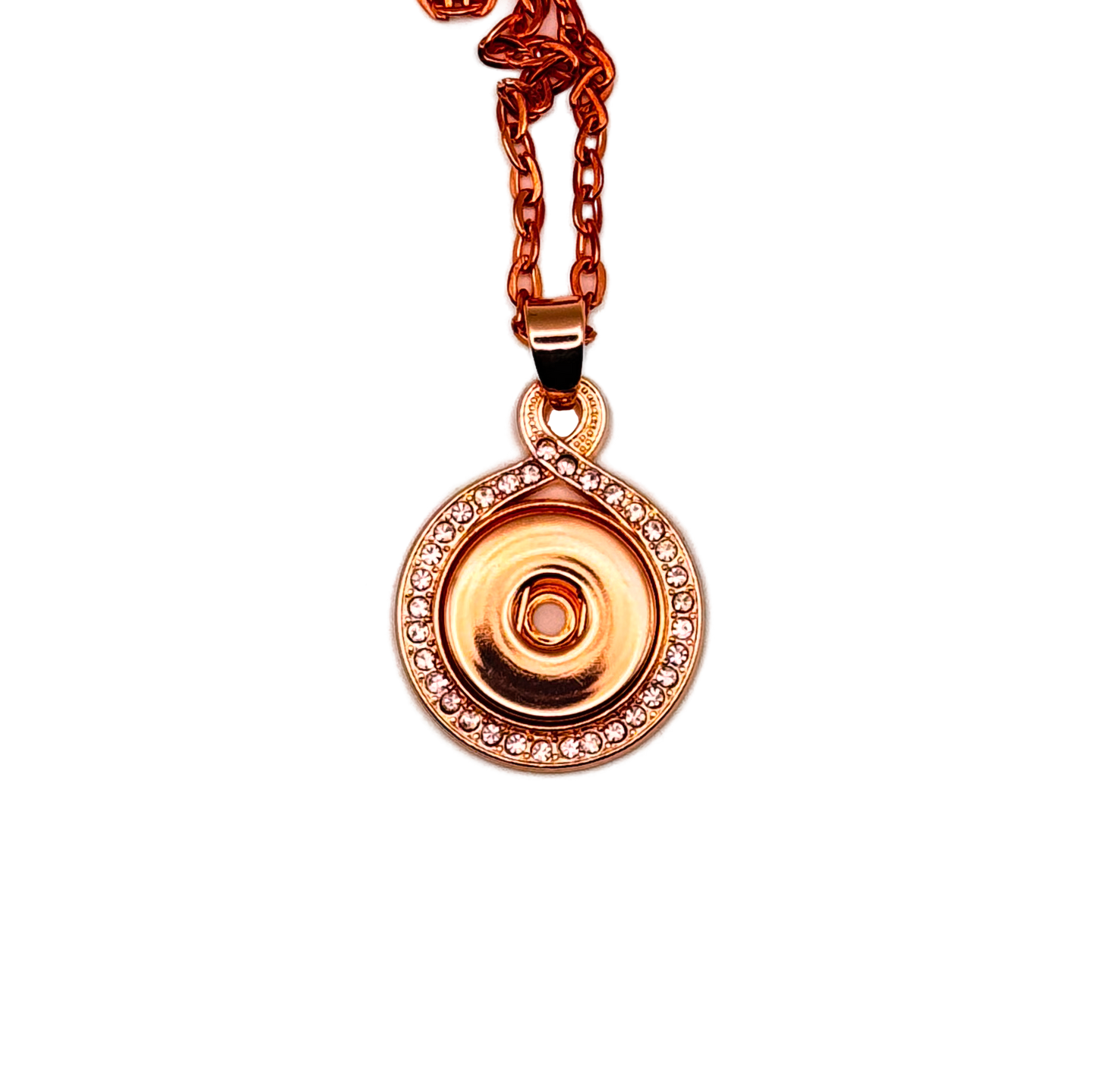 Round, Rose Gold, Rhinestone Snap Necklace
