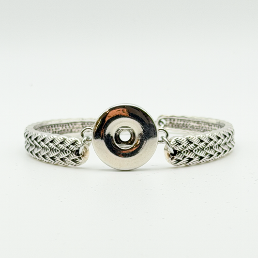 Silver Tone Braided Snap Bracelet