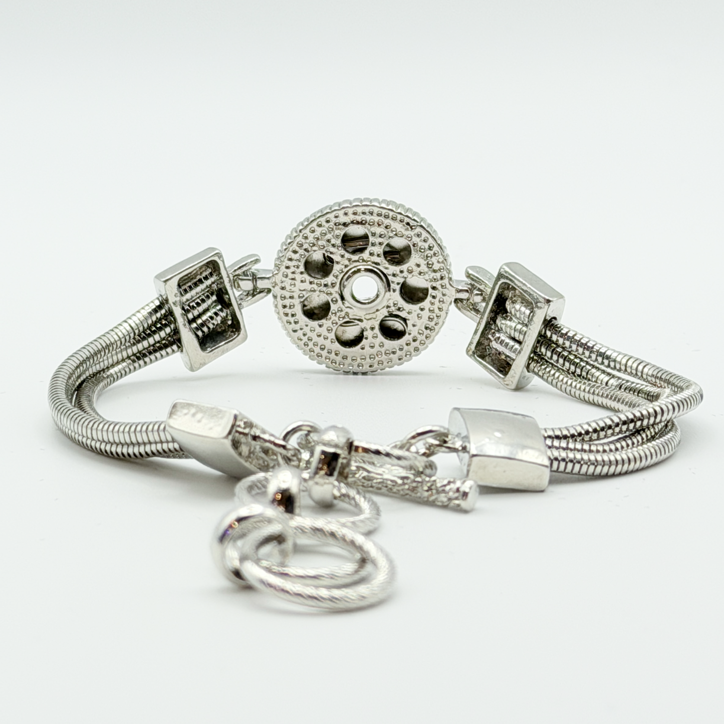 Triple Rope Silver Tone Snap Bracelet