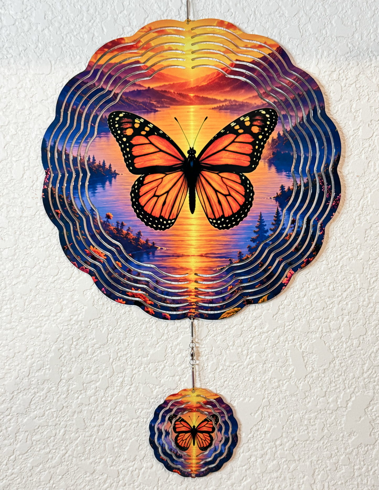 Monarch Butterfly at Sunset Wind Spinner