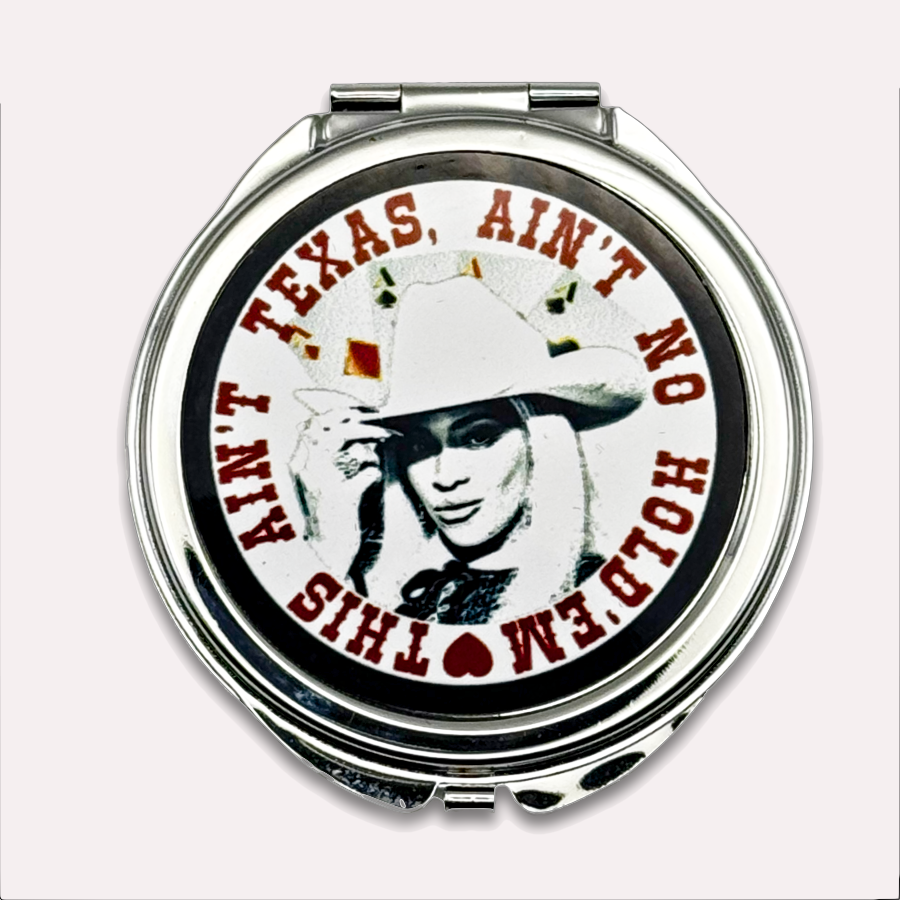 White Texas Hold 'Em Compact Mirror