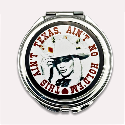 White Texas Hold 'Em Compact Mirror