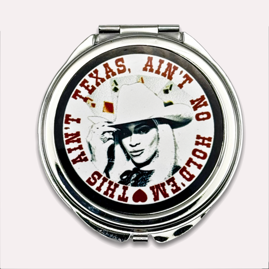 White Texas Hold 'Em Compact Mirror