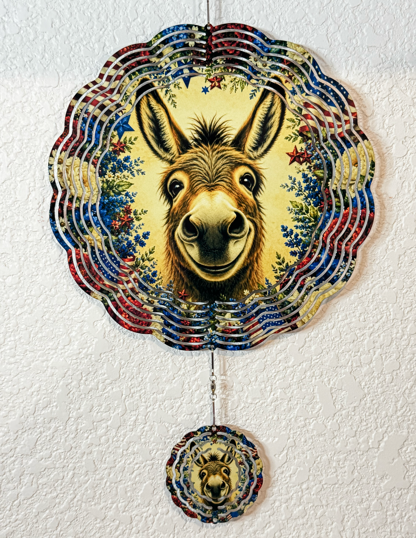 Smiling Donkey Patriotic Wind Spinner