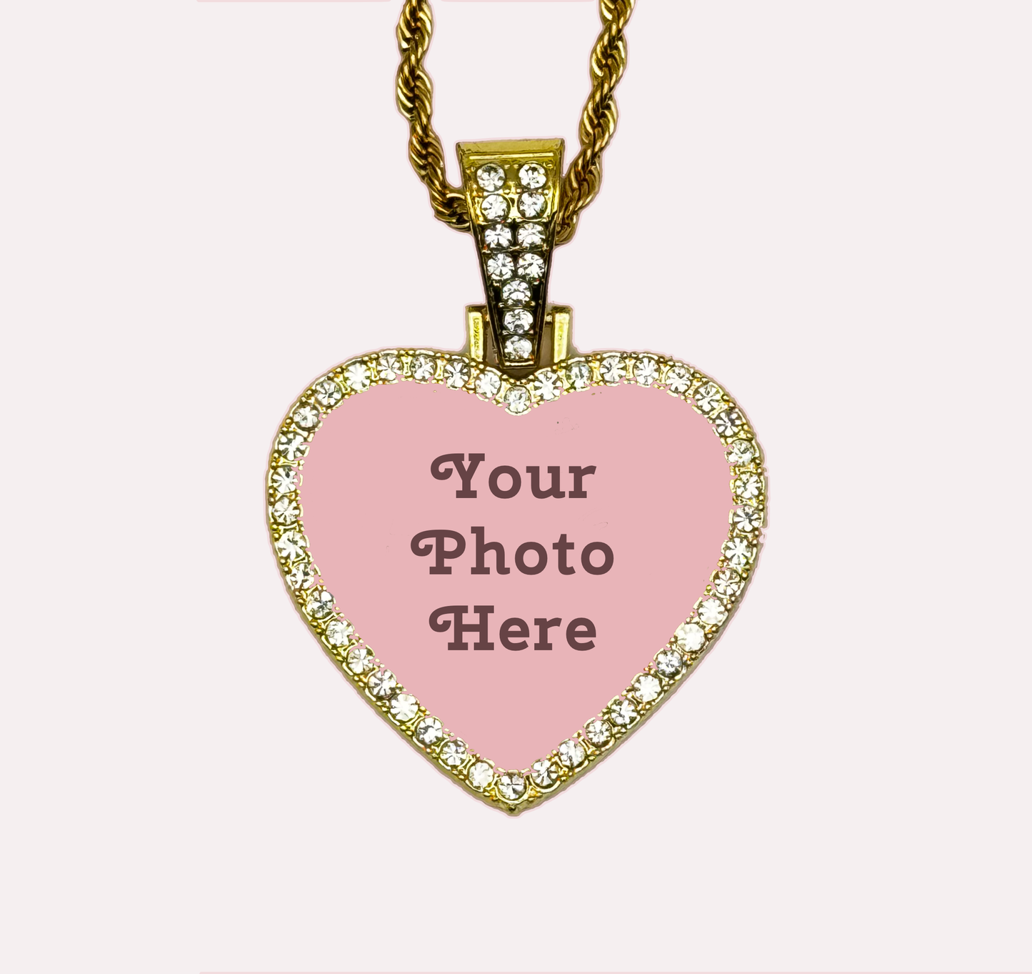 Heart Rhinestone Necklace, gold