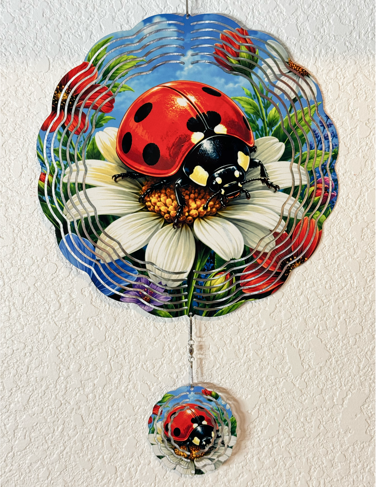 Ladybug and Daisy Wind Spinner
