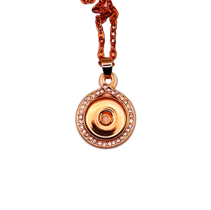 Round, Rose Gold, Rhinestone Snap Necklace
