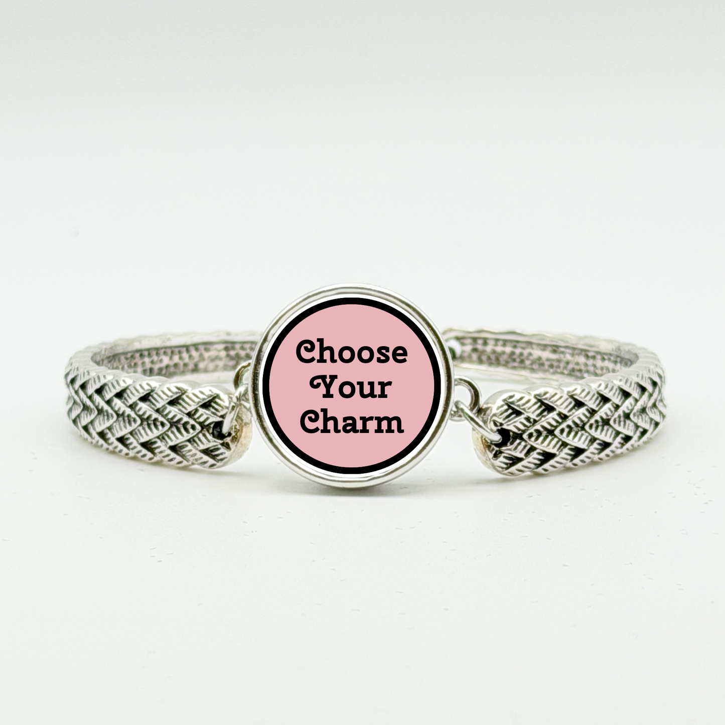 Silver Tone Braided Snap Bracelet
