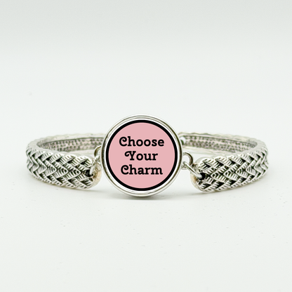 Silver Tone Braided Snap Bracelet