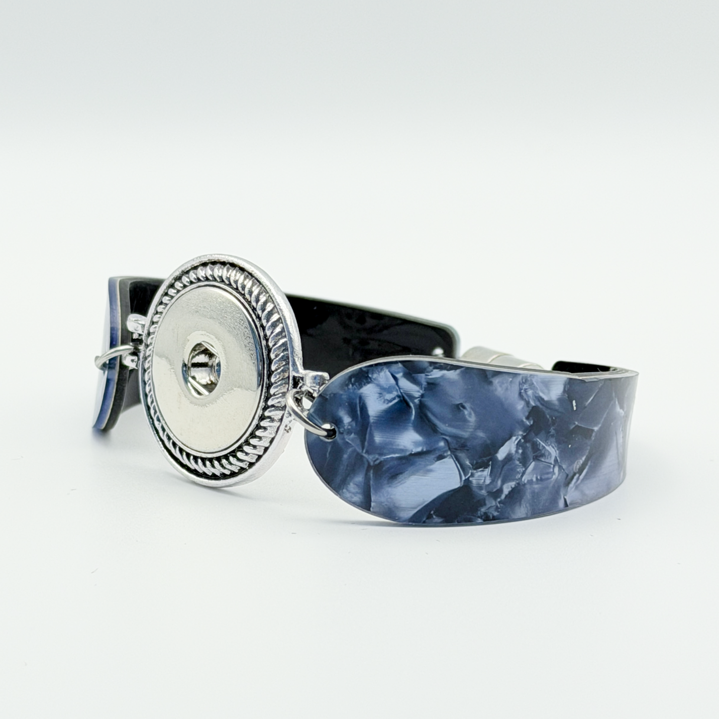 Boho Blue Jean Snap Bracelet