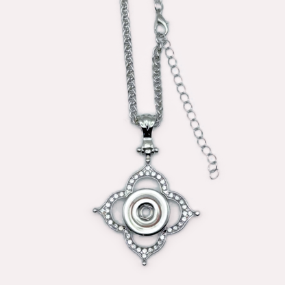 Rhinestone Flower Petal Snap Necklace
