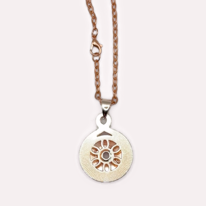 Round, Rose Gold, Rhinestone Snap Necklace