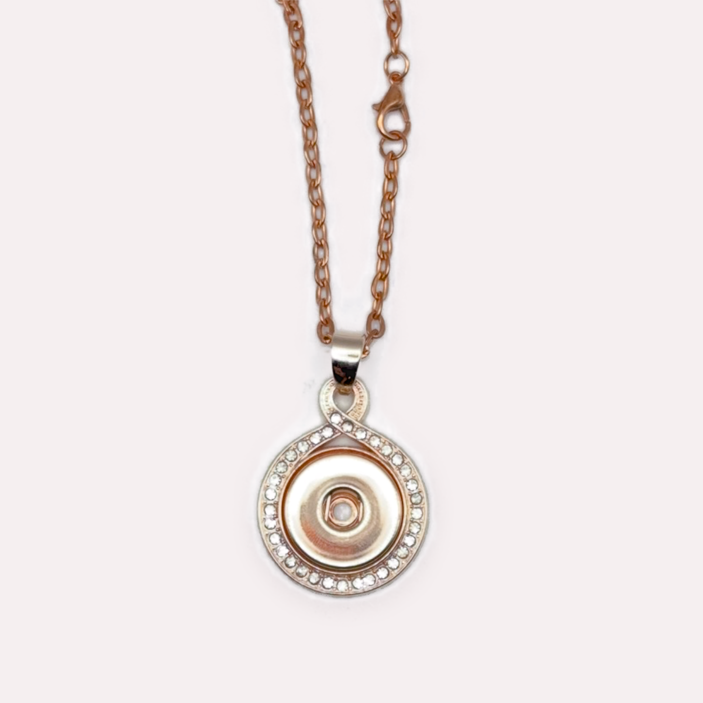 Round, Rose Gold, Rhinestone Snap Necklace