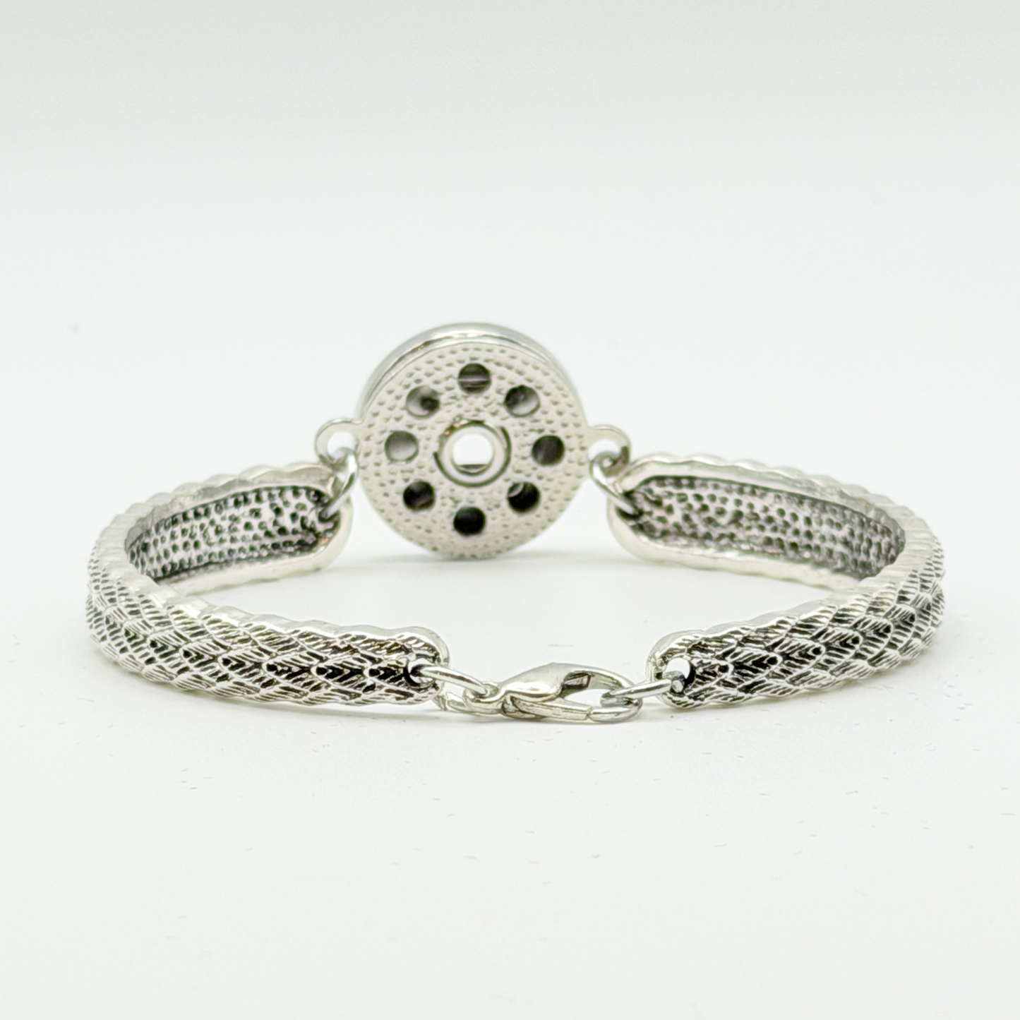 Silver Tone Braided Snap Bracelet