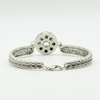 Silver Tone Braided Snap Bracelet