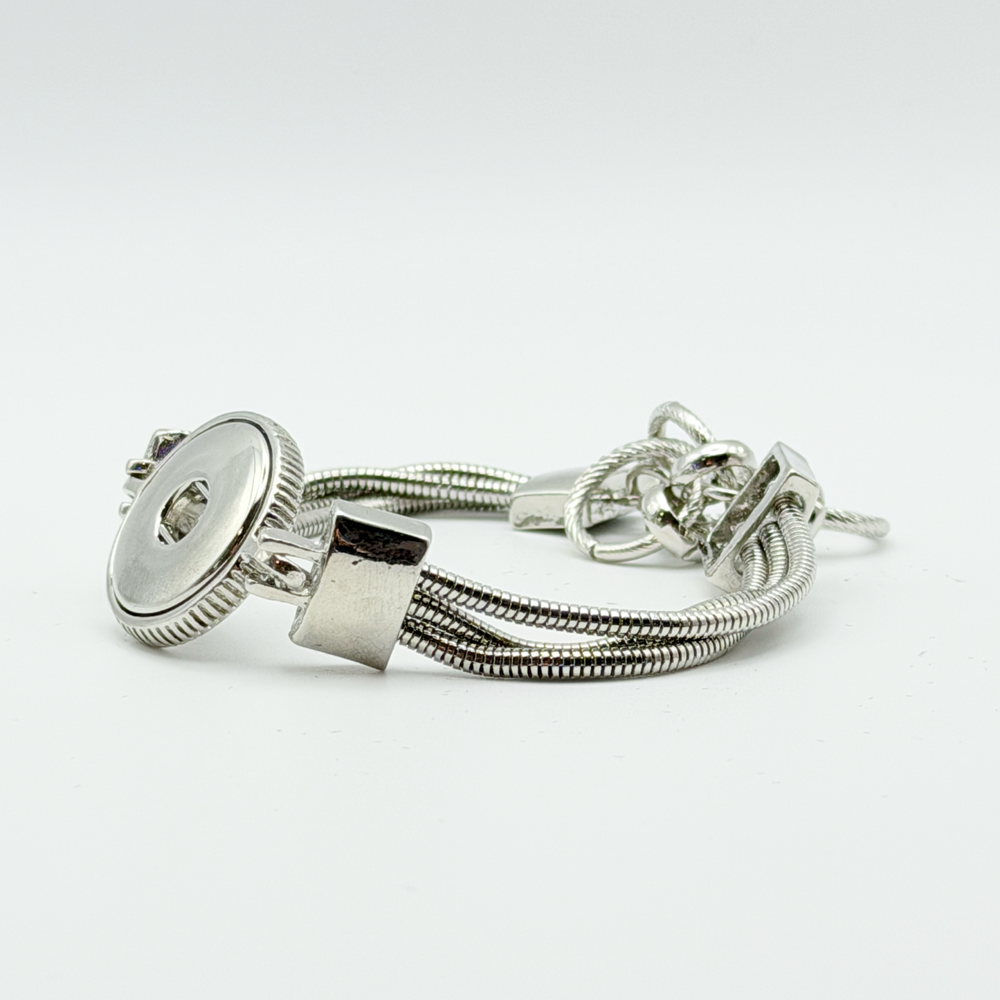 Triple Rope Silver Tone Snap Bracelet