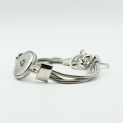 Triple Rope Silver Tone Snap Bracelet