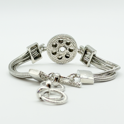 Triple Rope Silver Tone Snap Bracelet